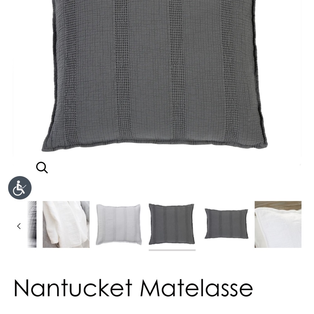 Pom Pom at Home Nantucket Matelasse - set of 2 Euro Shams, “Midnight” color.